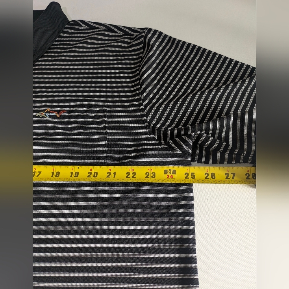 Greg Norman Men’s Five Iron Play Dry Polo Shirt Black White Striped Size XL EUC - Picture 9 of 10